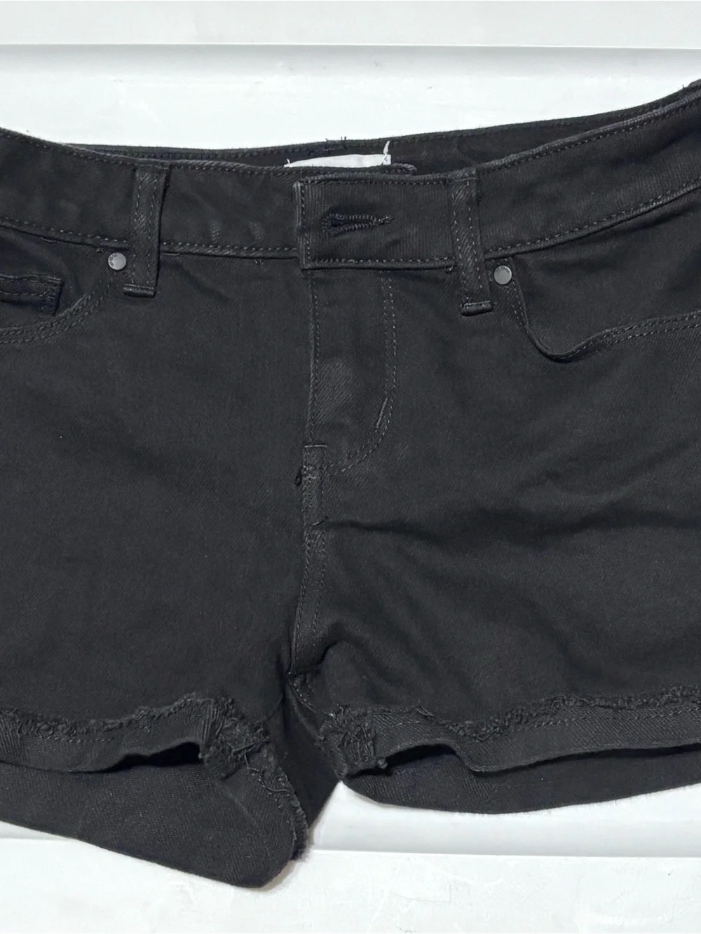 RSQ Kids’ 12 Black Denim Shorts With A Frayed Cutoff Hemline Cuff